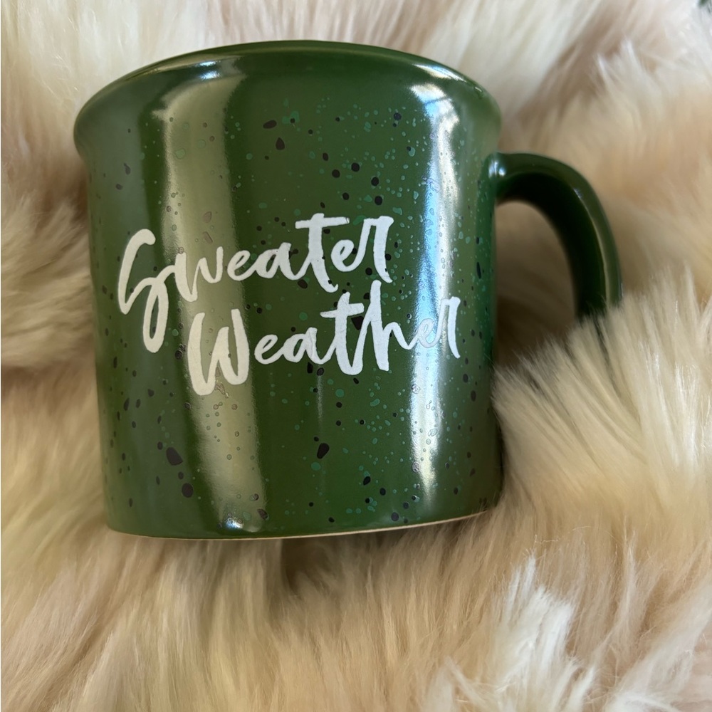 Modern Gourmet Foods Mug Green Ceramic 15 ounce “Sweater Weather”